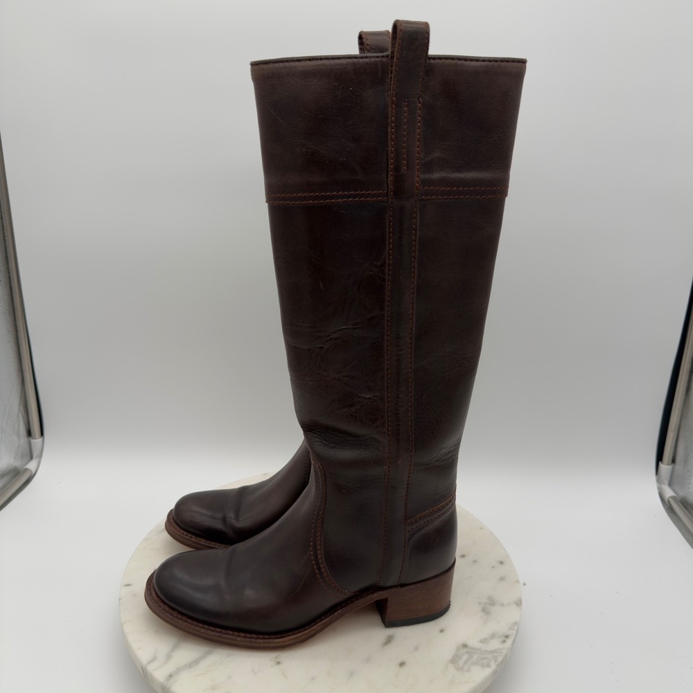 Sendra Tall Riding Boots Womens 6.5 Brown Leather Knee High Block Heel‎ 7457 - Picture 5 of 12